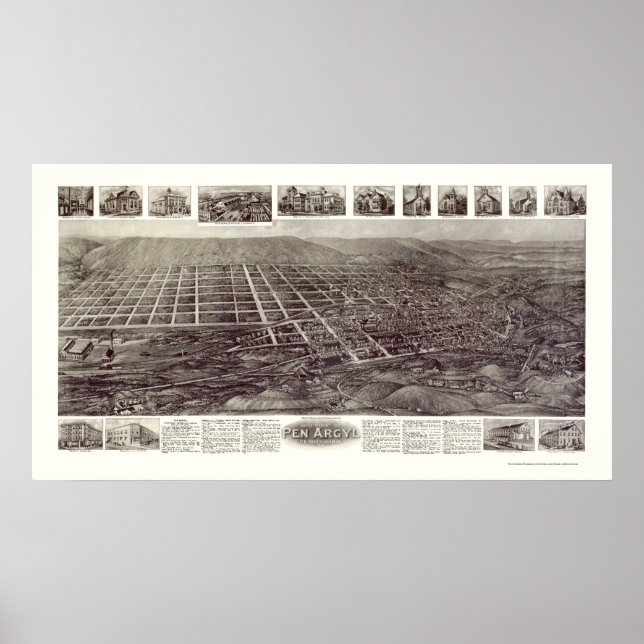 Pen Argyl, PA Panoramic Map - 1916 Poster (Vorne)