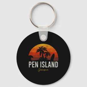 Pen Island Beach Georgia Ga Palms Vacacation Surf Schlüsselanhänger