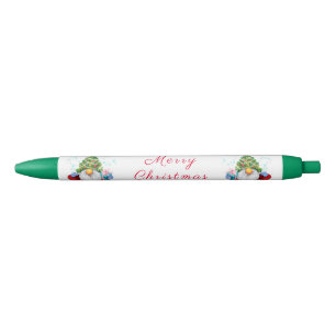 Pen mit Gnome mit Weihnachtsbaumhut und Geschenk Kugelschreiber