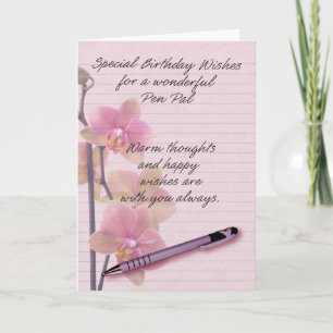 Pen Pal Birthday Card mit Blumenschrift Karte