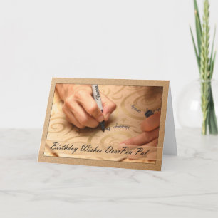 Pen Pal Birthday Card mit Händen schreiben Happy B Karte