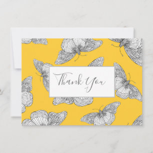 Pen & Tinte Schmetterlingsmuster Gelber Hintergrun Dankeskarte