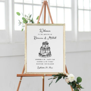Pen Tinte Whimsical Hand Drawn Cake Wedding Willko Poster