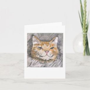 Pen und Tinte mit Watercolor Orange Cat - Notecard Karte
