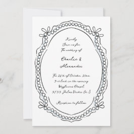 Pen und Tinte Ribbons und Perlen Hochzeit Einladung