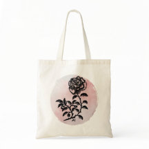 Pen und Tinte Rose auf rosa ovale Tasche