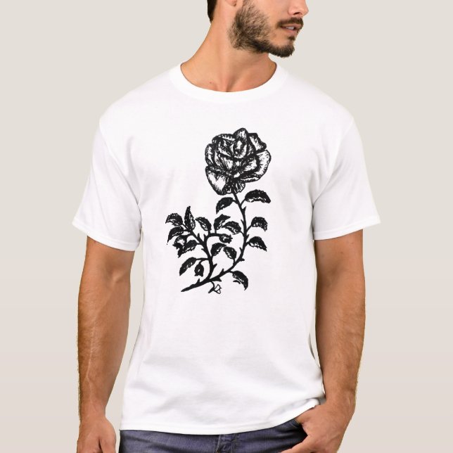 Pen und Tinte Rose T - Shirt (Vorderseite)