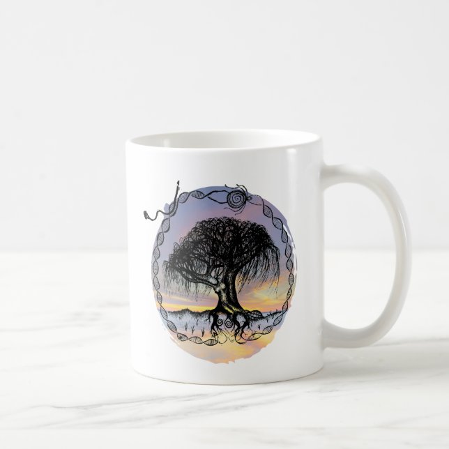 Pen und Tintengoddess auf Sonnenuntergang Kaffeetasse (Rechts)