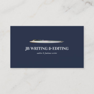 Pen Writer Blogger Qr Code Marineblau Visitenkarte