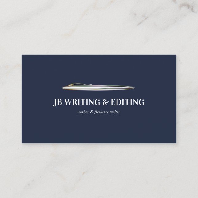 Pen Writer Blogger Qr Code Navy Visitenkarte (Vorderseite)