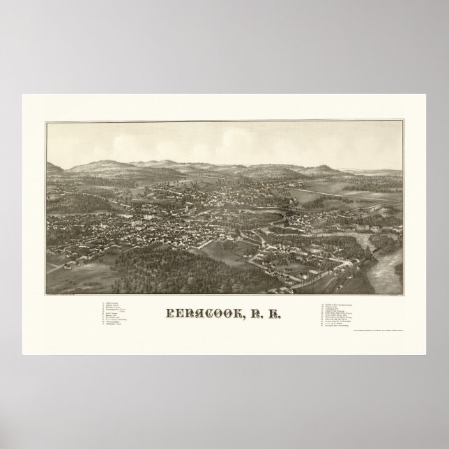 Penacook, NH Panoramic Karte - 1887 Poster (Vorne)
