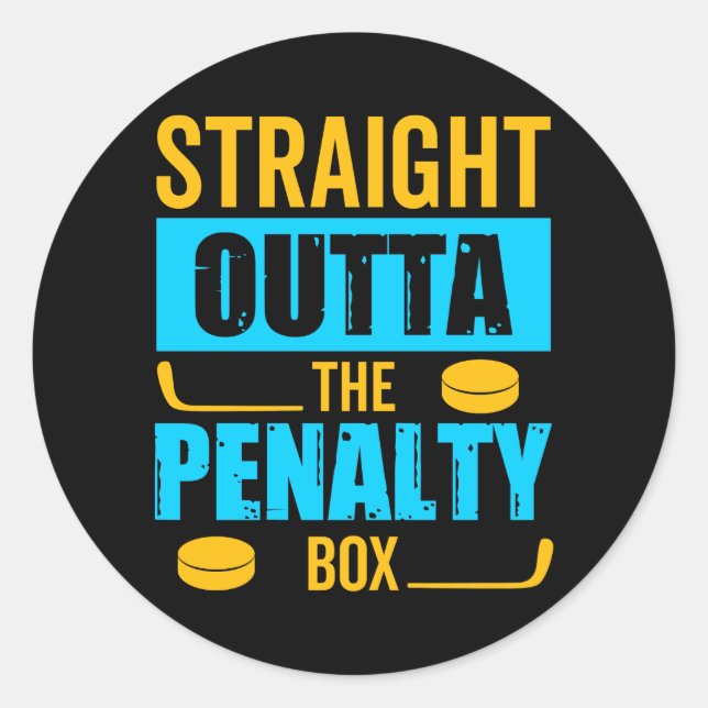 Penalty Box Hockey Runder Aufkleber (Vorderseite)