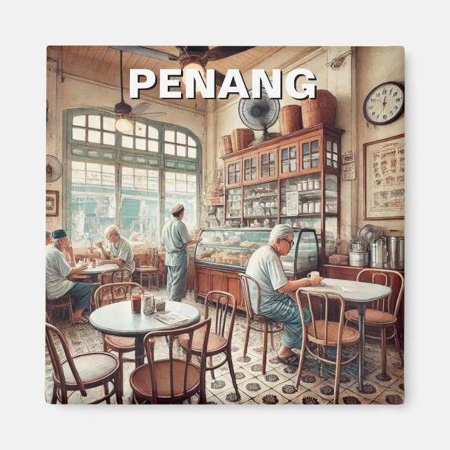 Penang Malaysia Shophouse Kopitiam Travel Magnet (Vorne)