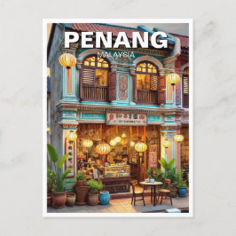 Penang Malaysia Shophouse Storefront Travel Postkarte
