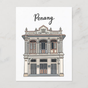 Penang Malaysia Shophouse Storefront Travel Postkarte