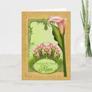 Penblwydd Hapus Mam - Happy Birthday Mam in Welsh Karte