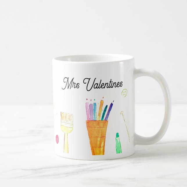 Pencies Watercolor Teacher School Niedlich Moderne Kaffeetasse (Rechts)