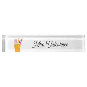 Pencies Watercolor Teacher School Niedlich Moderne Namensplakette