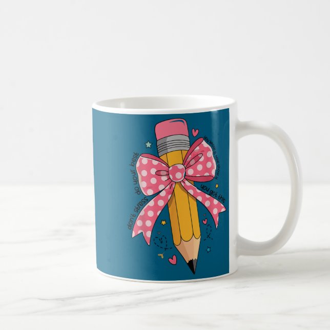Pencil Coquette Bow Test Day Teacher Motivational  Kaffeetasse (Rechts)