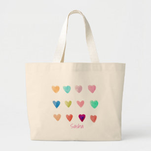 Pencil Crayon Hearts Tote Bag Jumbo Stoffbeutel