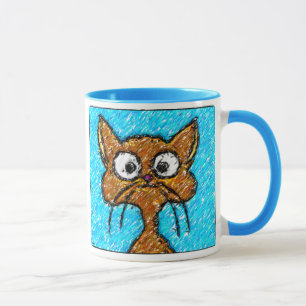 Pencil Crayon Kitty Tasse