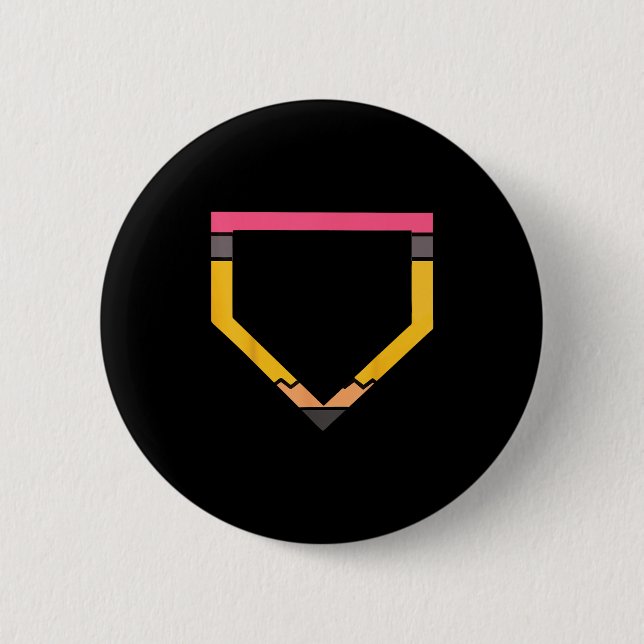Pencil Home Plate Baseball Lovers Boys Kids Back T Button (Vorderseite)