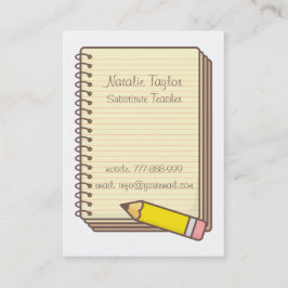 Pencil Notepad Substitute Teacher Business Cards Visitenkarte