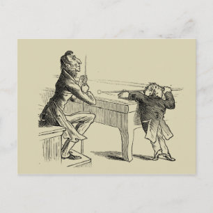 Pencil Sketch of Two Men Playing Pool Postkarte