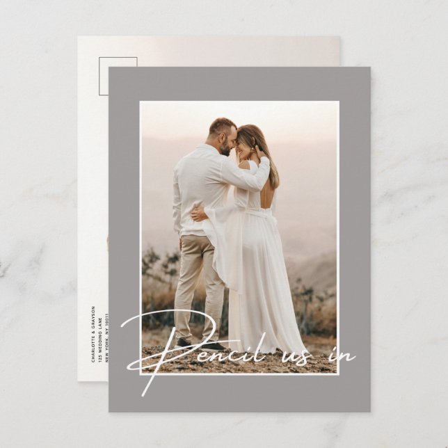 Pencil uns in Save the Date Foto Hochzeitsankündig Ankündigungspostkarte (Vorne/Hinten)