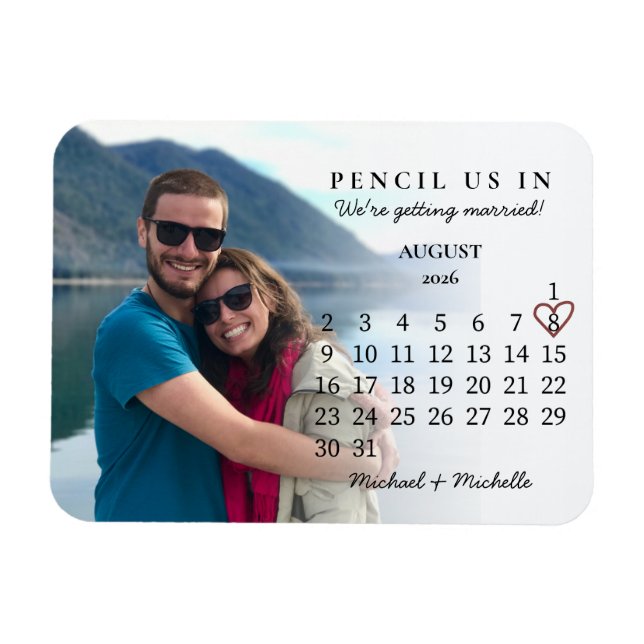Pencil Us In Save the Date August 2026 Calendar Magnet (Horizontal)