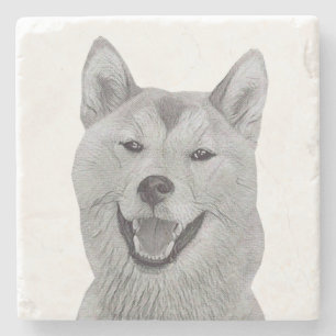 Pencil Zeichnend Shiba Inu Marble Untersetzer