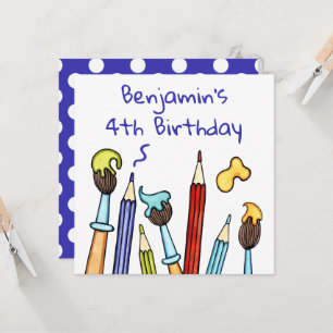 Pencils and Paintbrushes Geburtstagseinladung