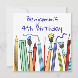 Pencils and Paintbrushes Geburtstagseinladung