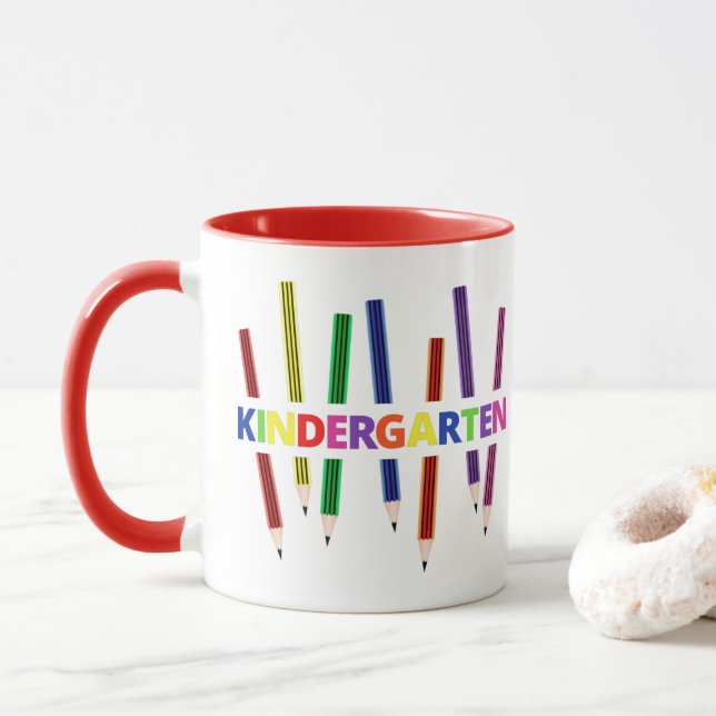 Pencils Kindergarten Lehrer Tasse (Mit Donut)