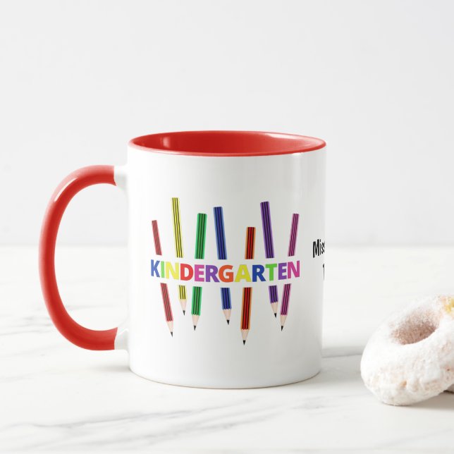 Pencils Kindergarten Tasse für Lehrer (Mit Donut)