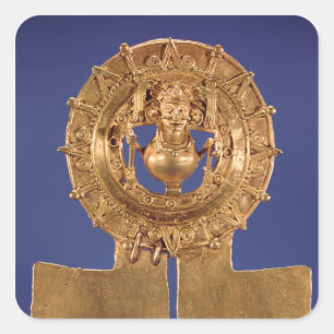 Pendant, der eine Sonnenscheibe darstellt, Zaachil Quadratischer Aufkleber