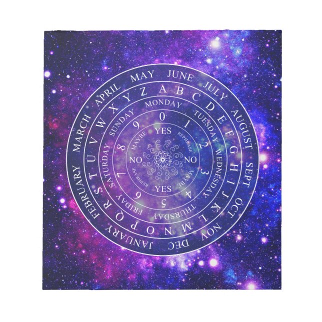 Pendelboard Diagramm Divinity Game Lila Space Notizblock (Vorderseite)
