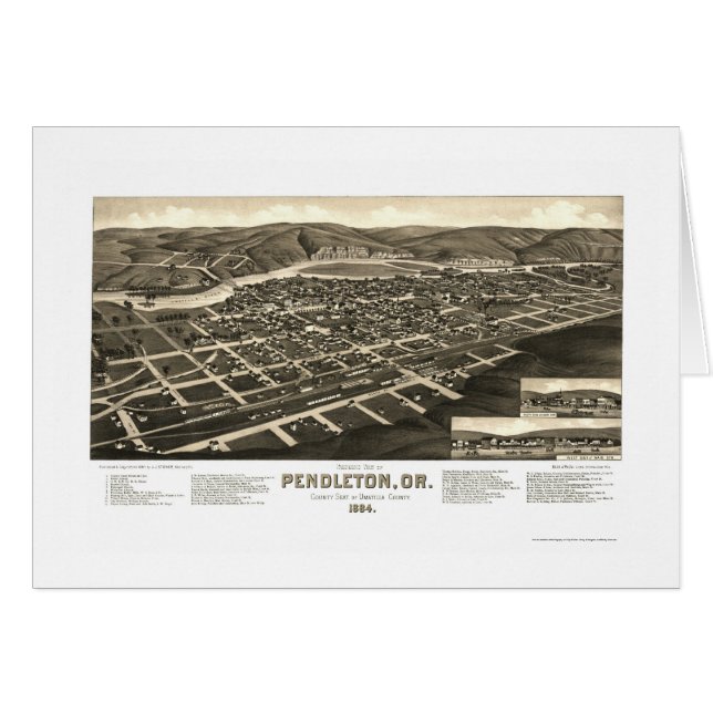 Pendleton ODER panoramische Karte - 1884 (Vorderseite (Horizontal))