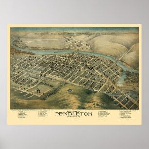 Pendleton ODER panoramische Karte - 1890's Poster