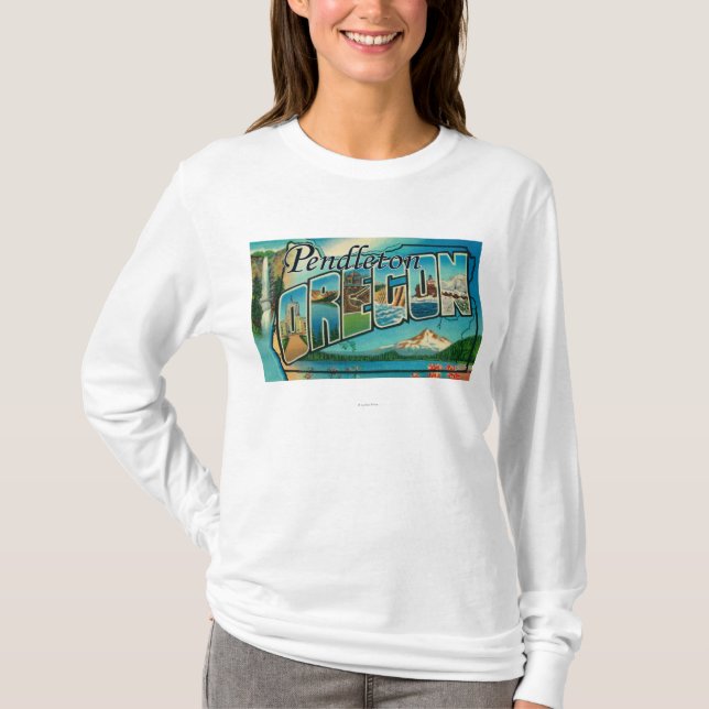 Pendleton, Oregon - große Buchstabe-Szenen T-Shirt (Vorderseite)