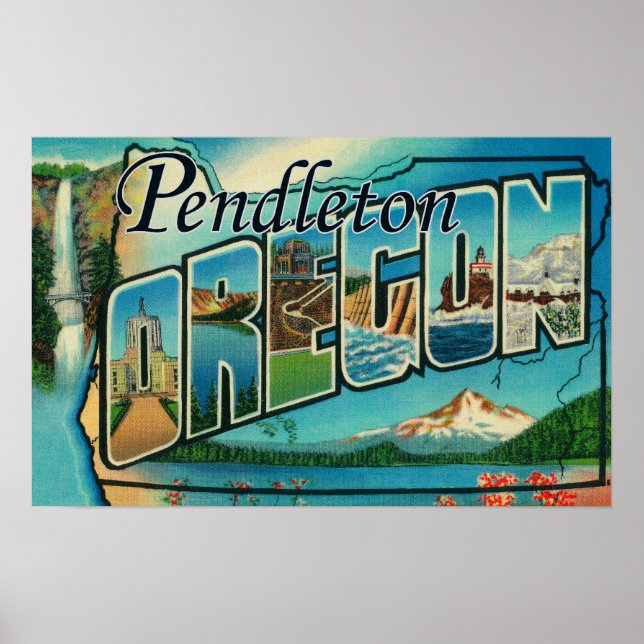 Pendleton, Oregon - Große Buchstabenszenen Poster (Vorne)