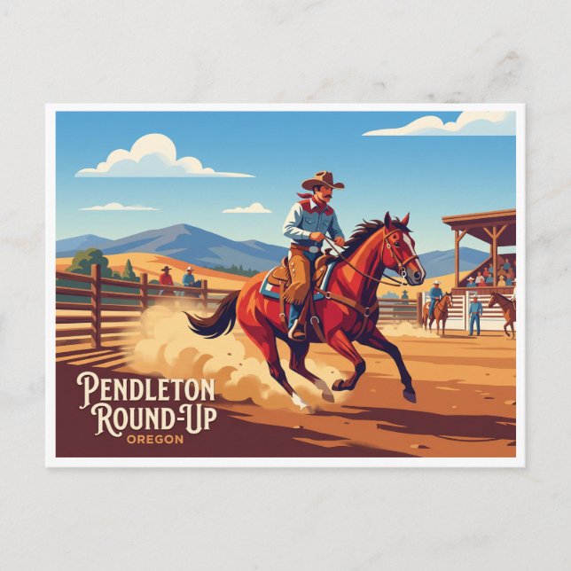 Pendleton Round-Up Oregon Postkarte (Vorderseite)
