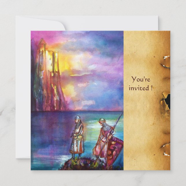 PENDRAGON - Mittelalterliche Ritter, Sonnenunterga Einladung (Vorderseite)