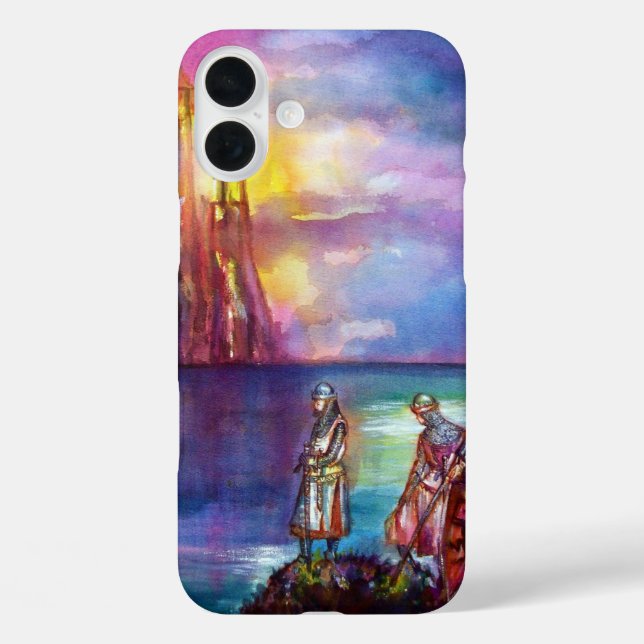 PENDRAGON Mittelalterliche Ritter, Sunset-See, Fan Case-Mate iPhone Hülle (Rückseite)