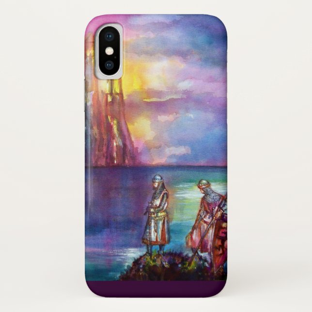 PENDRAGON Mittelalterliche Ritter, Sunset-See, Fan Case-Mate iPhone Hülle (Rückseite)
