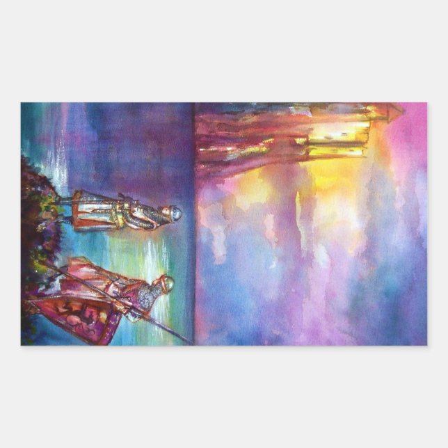 PENDRAGON Mittelalterliche Ritter, Sunset-See, Fan Rechteckiger Aufkleber (Vorderseite)