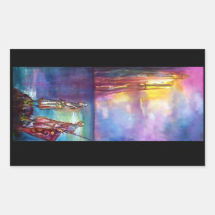 PENDRAGON Mittelalterliche Ritter, Sunset-See, Fan Rechteckiger Aufkleber