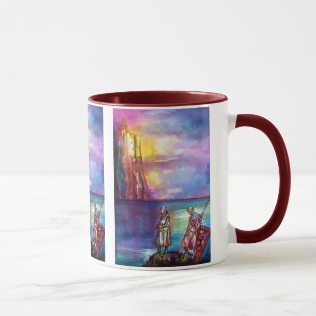 PENDRAGON Mittelalterliche Ritter, Sunset-See, Fan Tasse (Rechts)