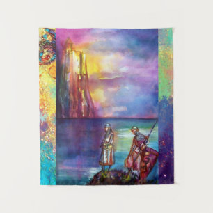 PENDRAGON Mittelalterliche Ritter, Sunset-See, Fan Wandteppich