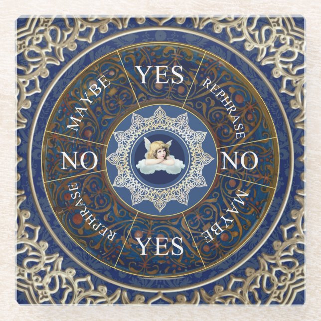 Pendulum Board Chart Divinity Game Angel Blue Glasuntersetzer (Vorderseite)